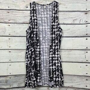 Cato Black White Houndstooth Vest Cardigan Size L